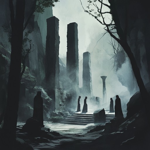 A haunting and eerie instrumental piece that transports listeners to an ancient forest ritual. The use of primal rhythms and minor key melodies creates a profoundly unsettling atmosphere, as if ancient spirits are being summoned. The mysterious layers of sound build up to an overwhelmingly chaotic climax before gradually fading into an ominous silence.