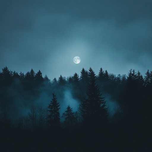 An unsettling instrumental piece combining haunting melodies with dissonant tones, evoking the feeling of being lost in a mist covered, moonlit forest where shadows whisper and unseen presences linger