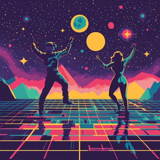 Experience a bass heavy, vibrant journey through cosmic beats and retro inspired synthesizers. Infuse the sound with funky guitar riffs and syncopated rhythms to create a dance floor favorite, radiating joyful energy throughout.