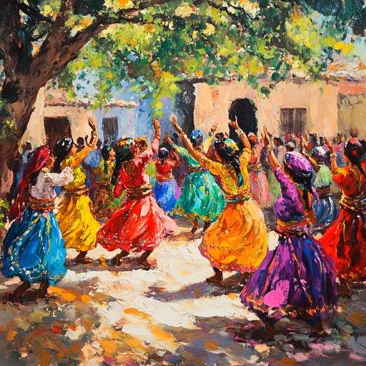 An uplifting instrumental that brings to life the joyous atmosphere of a lively village dance, featuring spirited fiddle melodies and rhythmic accompaniment for a heartwarming communal celebration