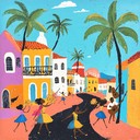 feel vibrancy of a bustling brazilian street party.