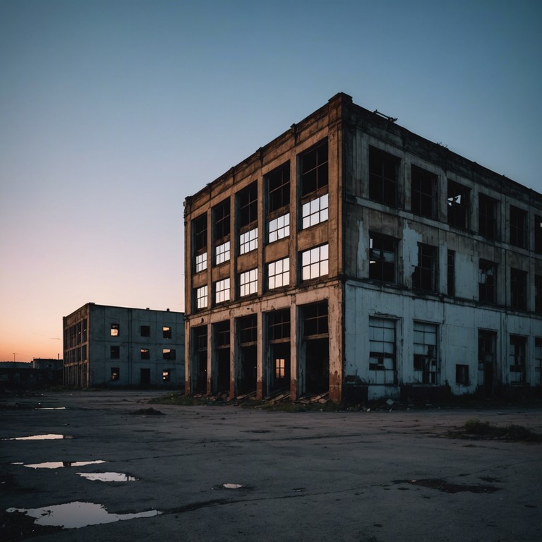 This track embodies the haunting atmospheres of abandoned factories, blending eerie melodies with the powerful dynamics of industrial rock, utilizing the distorted tones of an electric guitar to portray a landscape of decay and desolation. This piece is both a reflection on post industrial societies and a journey through forgotten, ghostly spaces.