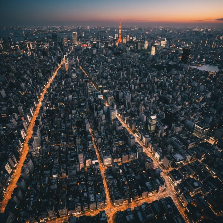 Imagine soaring high above the bustling cityscape of tokyo, where vibrant beats meet serene melodies elevating your spirit. This track symbolizes the union of japan's rich past with its hyper modern present, wrapped in a breathtaking musical composition.