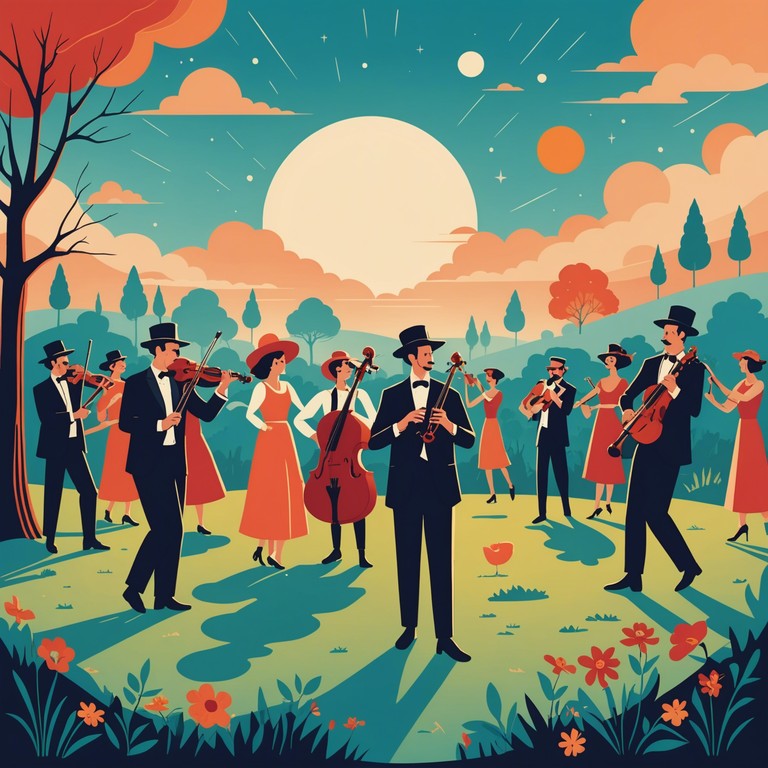 Imagine dancing spiritedly as the first light of dawn peeks over the horizon, the music led by a clarinet playing joyful traditional klezmer tunes that invigorate everyone around. This composition is both a nod to cultural heritage and a celebration of community and joy.