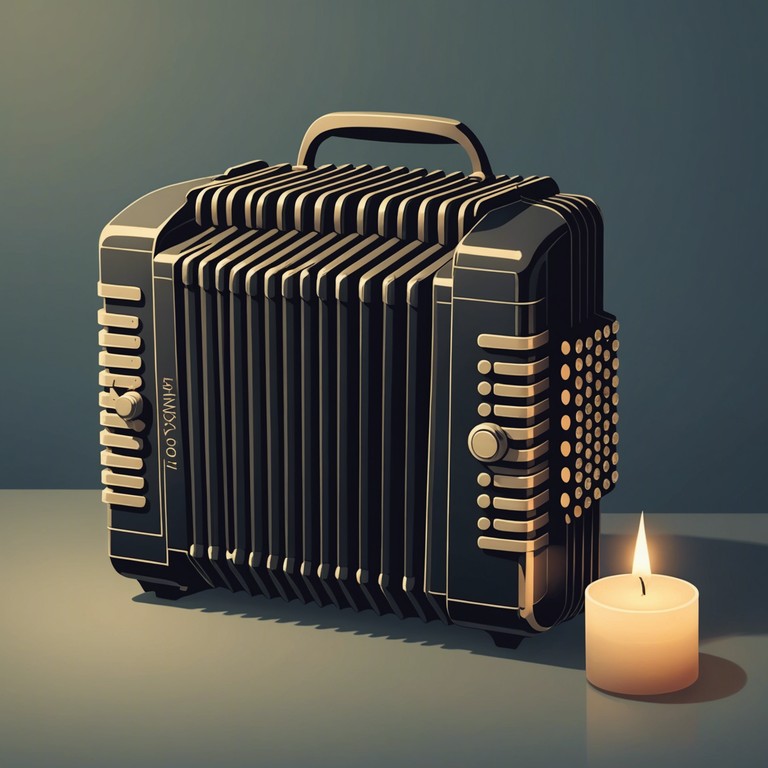 Delve deeper into the world of a spectral sideshow where the sounds of an old accordion play entrancing harmonies that seep into the soul, creating an atmosphere that is both haunting and eerily beautiful