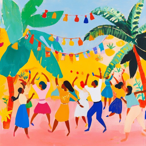 A lively track filled with energetic and upbeat rhythms, inspired by the joyous atmosphere of summer festivals. It features percussive stomping sounds that mimic the excitement of traditional celebrations, combined with melodic undertones to create an infectious groove that gets listeners dancing.