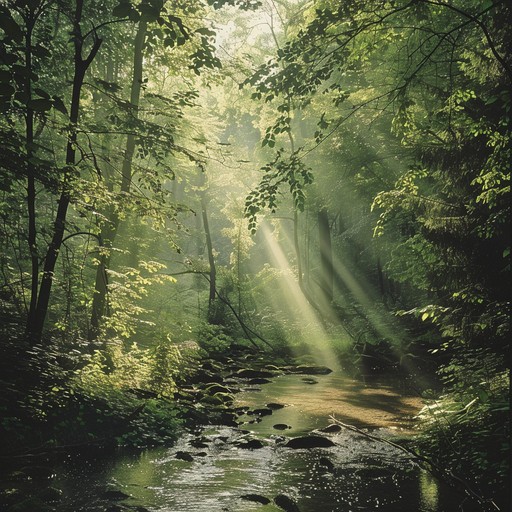 A calming instrumental piece that takes listeners on a journey through an ancient forest, with traditional folk melodies and harmonies creating a serene and peaceful atmosphere. The music evokes a sense of nostalgia and connection with nature.