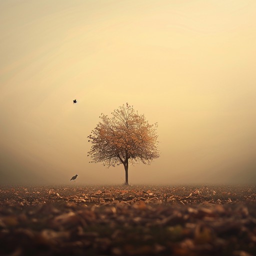 This instrumental track should capture the essence of a crisp, melancholy autumn day, using jarring guitar riffs and slow, heavy drum beats to evoke a sense of nostalgia and introspection. The addition of subtle background synthesizers should add a layer of deep emotional texture, creating a soundscape that is both haunting and beautiful.