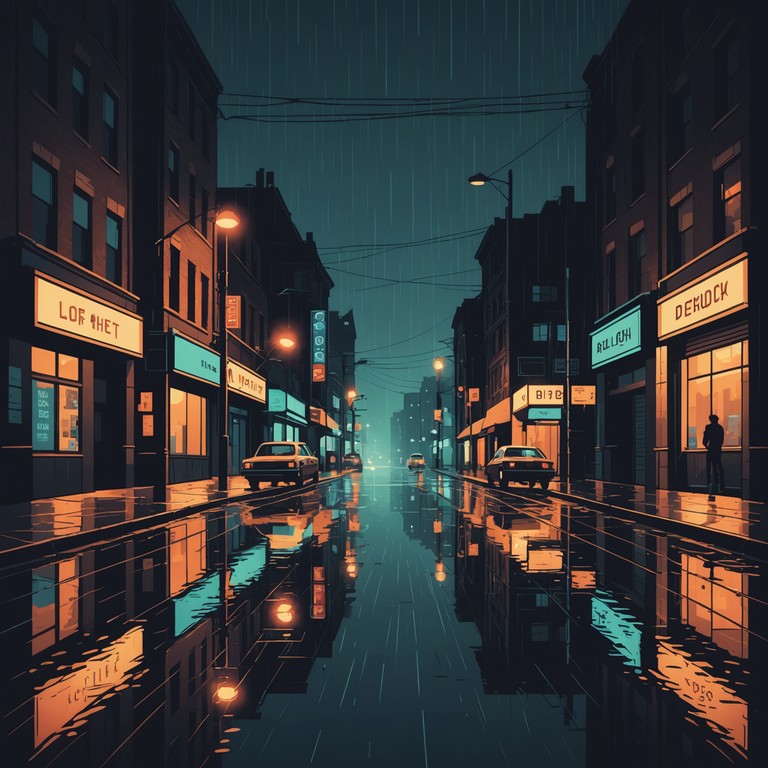 In this track, the enigmatic atmosphere of a noir film is captured using the sultry sounds of a saxophone, blend with upbeat jack swing rhythms creating a soundtrack suitable for a mysterious evening in a sleek, shadowy cityscape. The piece transitions through moments of suspense and smooth resolutions, embodying the intrigue of an urban night adventure.