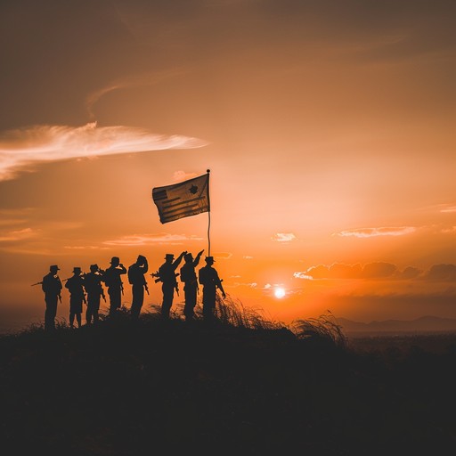 A majestic symphony featuring uplifting orchestral elements, highlighting the spirit of freedom and unity. Powerful brass, soaring strings, and robust percussion come together to create a sense of national pride and celebration, ideal for patriotic events and military tributes.