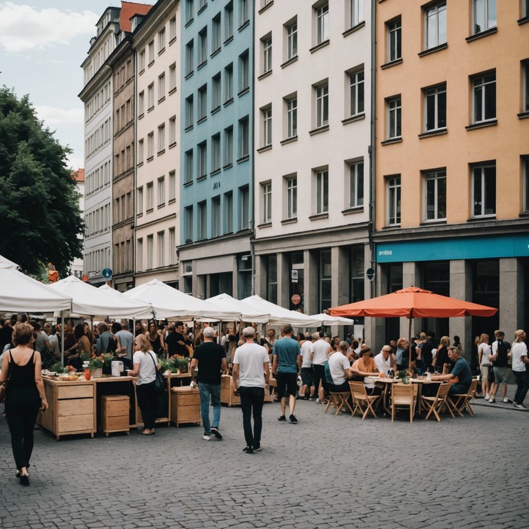 This track captures the essence of a joyful, spirited summer day in berlin, where traditional german schlager rhythms blend seamlessly with modern, upbeat electronic elements. The music evokes visions of festive street parades and vibrant, sunlit cafés, inviting listeners to dance and celebrate the sheer joy of life with its infectious, energetic pulse.