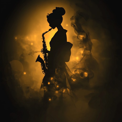 A dark, atmospheric instrumental featuring soulful saxophone that conjures images of smoky lounges in 1950s tokyo, blending melancholic tones with subtle eastern melodies to create an enigmatic mood.