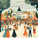 an upbeat instrumental waltz celebrating festive village gatherings