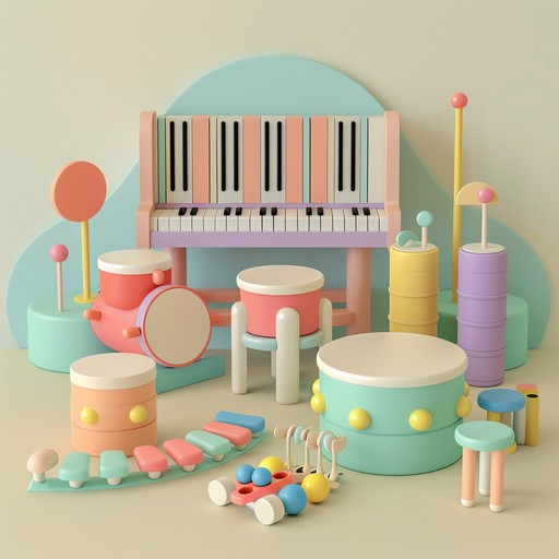 A charming, light hearted instrumental featuring a kaleidoscope of toy instruments creating a whimsical and carefree parade ambiance. The song is peppered with playful sounds of toy pianos, xylophones, and rattles, taking listeners on a delightful journey that instantly brings a smile to their faces.