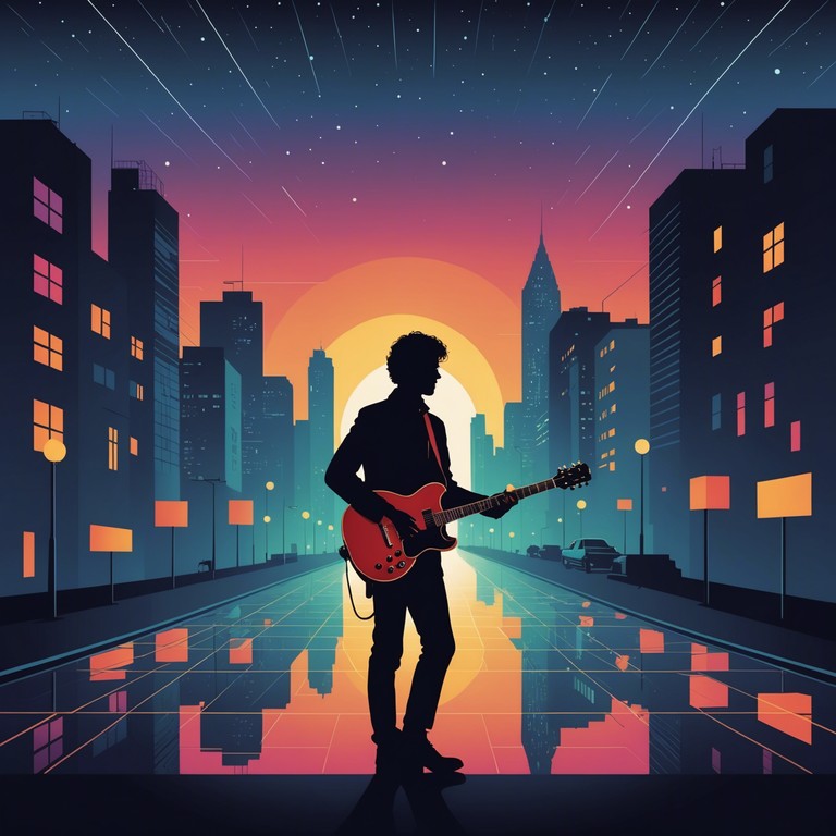 Dive deeper into a sonic exploration where neon lights reflect off rain soaked streets, and the energetic beats of grunge fuel a night of dynamic urban adventures, all guided by powerful electric guitar riffs.