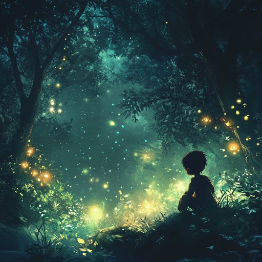 A peaceful instrumental lullaby featuring delicate melodies that evoke the magical calm of a serene forest at night, aimed at helping children drift into a restful sleep with its soft, soothing tones and gentle rhythms