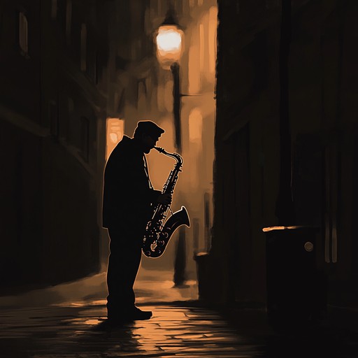 A soulful instrumental jazz piece that captures the loneliness and introspection of wandering alone in the city at night, with smooth saxophone leads and gentle piano chords invoking feelings of melancholy and nostalgia.