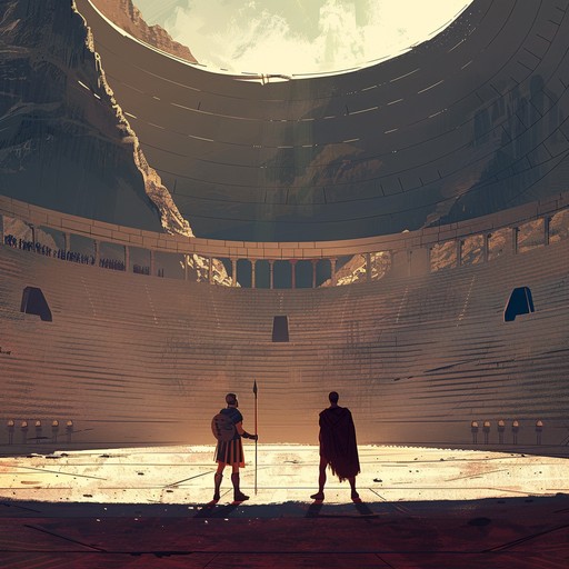 Picture a grand colosseum filled with thousands of spectators cheering as two fierce warriors engage in a fight to the death. The music captures the adrenaline, tension, and raw power of the moment with driving rhythms, bold brass, and thundering percussion. The relentless energy builds to a climactic finish as one gladiator emerges victorious.