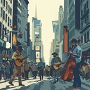 urban rhythms meet banjo in bustling city soundscape