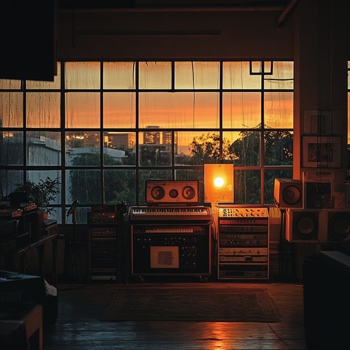 A gentle and melodic instrumental track capturing the essence of a calm summer evening in a garage studio. Light guitar strums with subtle ambient effects paint a picture of tranquility and warmth. Echoing vocals add a touch of nostalgic melancholy, creating an inviting and introspective mood.