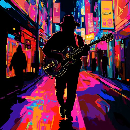 A lively and upbeat blues instrumental that captures the feeling of strolling confidently through the city streets, with expressive guitar solos and a driving rhythm section that exudes self assurance.