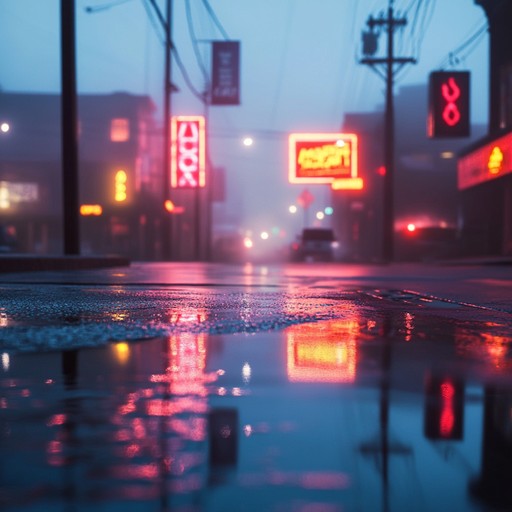 This track would take the listener on a nocturnal journey through a rain drenched metropolis, with the electric piano notes casting long shadows and reflecting off the wet pavement, creating a paradoxically soothing yet haunting ambiance.