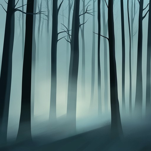 A chilling piece featuring brooding strings, deep brass, and haunting percussion, creating a menacing and suspenseful atmosphere evocative of creeping shadows in a deep, dark forest. The tension builds gradually, with layers of orchestral textures painting a vivid soundscape of lurking danger and hidden terrors.