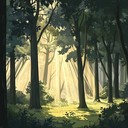 gentle orchestral melodies evoking peaceful forest scenes