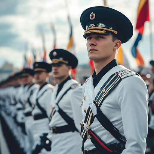 This vibrant track features energetic accordion melodies paired with rhythmic percussion, perfectly capturing the pride and joyous spirit of the russian navy. It evokes images of naval parades and maritime camaraderie.