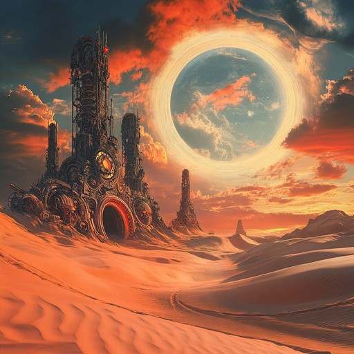 An instrumental piece merging industrial sounds with desert inspired tunes, creating a surreal journey through a mirage filled mechanical desert.