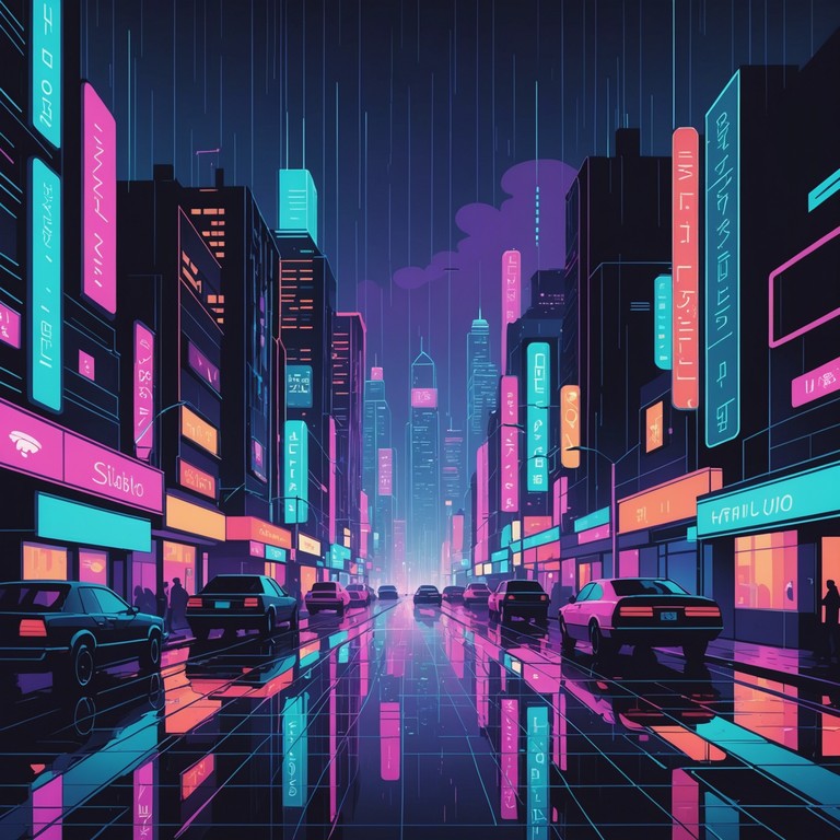 Imagine walking through a rain slicked cyber city, where the dense fog diffuses the neon glows, and the cool, misty air carries the sound of an emotional electric guitar weaving through the rhythmic pulse of synthesized beats. It's a musical expression of optimism amidst the sprawling urban dystopia.