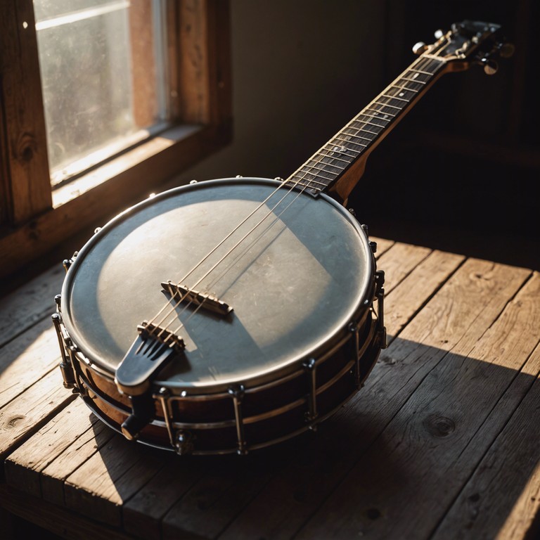 Imagine a carefree day in the countryside, where the banjo's plucky strings set the tempo for a dance under the sun, evoking feelings of joy and nostalgia.