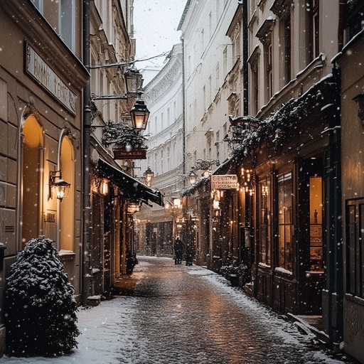 This instrumental piece crafts a serene winter scene through its use of a classical orchestra that gently plays amidst the imagined snowfall of a peaceful vienna street. The music invokes the joy and peace of christmas with delicate dynamics and a captivating melodic flow