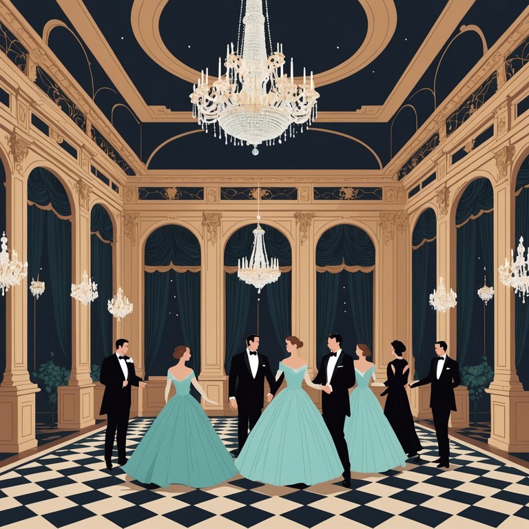 Imagine a magnificent ballroom under starlight, where the strings lift dancers into a spinning reverie, intertwining classic waltz with a touch of euphoria. The music captivates with a wave of emotion, cascading from gentle whispers to a joyous peak, mirroring a night of timeless romance and celebration.