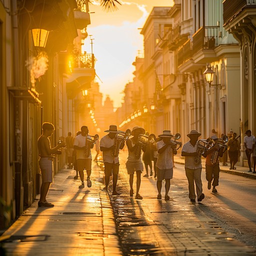 Experience the vibrant rhythms of an afro cuban journey, capturing the essence of a sunset in havana. Fiery percussion and soulful melodies blend to evoke passion and energy. A dynamic rumba performance, featuring traditional cuban instrumentation weaving through complex rhythms and euphoric harmonies. Perfect for evoking the spirit of latin dance and culture.