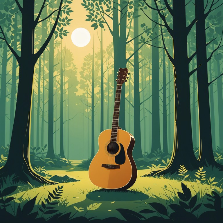 This instrumental composition captures the essence of a calm afternoon in a secluded woodland. Gentle acoustic guitar strums echo with the soft rustling of leaves and distant bird calls, creating a tranquil, reflective atmosphere.