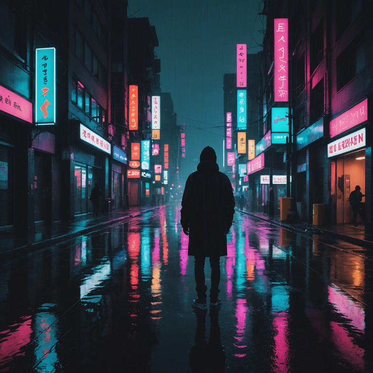 In a dystopian cyber city, electronic whispers blend with pulsating techno beats under neon lit rains. The song captures the eerie stillness of a futuristic urban landscape. The music thrives on a mixture of unsettling ambient noises and powerful bass, creating an ominous yet captivating atmosphere