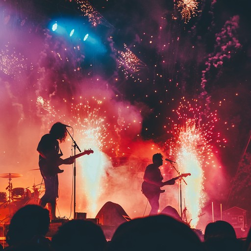 An exhilarating instrumental featuring electrifying guitar solos and thunderous drum beats that build up to an explosive crescendo, inspiring a sense of achievement and unstoppable momentum