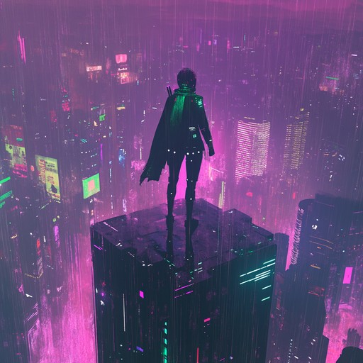 Experience an intense sonic voyage through a rain soaked, neon lit metropolis. A dynamic array of synthesizers crafts the soundtrack of a futuristic city filled with digital fantasies and cybernetic beings, capturing the chaotic energy of a world where technology and reality merge.