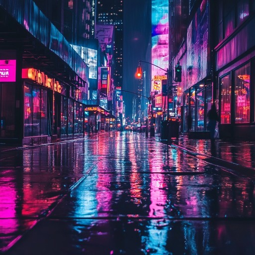 A high energy instrumental piece reminiscent of the 1980s, featuring vibrant synthesizers, driving drum machines, and catchy electronic melodies that evoke the excitement of neon lit city nights.