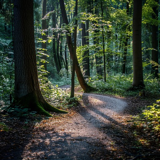 A calming acoustic guitar piece that captures the essence of a tranquil walk through a quiet forest, where the gentle whispers of the trees and rustling leaves create an atmosphere of peace and solitude. Perfect for moments of introspection and relaxation, this track uses delicate fingerpicking patterns and harmonics to evoke the natural beauty and stillness of the forest