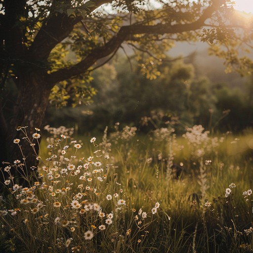 This romantic folk tune takes you to a rustic meadow filled with the beauty of love. The soothing acoustic guitar melodies create an intimate and serene atmosphere, perfect for reflecting on heartfelt moments or sharing tender times with a loved one. Featuring delicate fingerpicking and gentle harmonic swells, this instrumental piece embodies warmth and emotions.