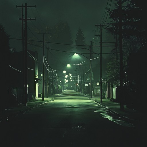 A haunting downtempo instrumental capturing the eerie atmosphere of deserted city streets at night, blending ominous synths with deep basslines and subtle percussive elements to evoke a sense of lurking danger