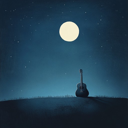 A gentle guitar with reverb plays soft, lingering chords and delicate fingerpicking patterns evoking a sense of solitude and introspection. This instrumental piece captures the feeling of being alone on a quiet night, each pluck and strum representing waves of emotion and thoughtfulness.