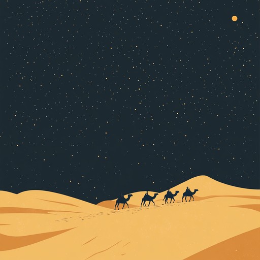 This composition transports the listener across time and sand, through the use of evocative melodies that feel as if they are wafting in on a warm desert breeze. The music encapsulates the essence of a starlit arabian desert with a blend of nostalgia and serenity wrapped in a dreamscape.