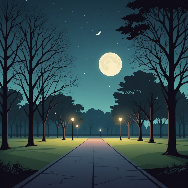 This composition evokes a serene nighttime stroll under a starlit sky, where the soothing sounds of jazz blend with soulful melodies to create an atmosphere of peaceful seclusion. The music, as gentle and elusive as moonlight casting shadows, provides a reflective space for the listener to get lost in thought, unwinding from the day's turmoil.