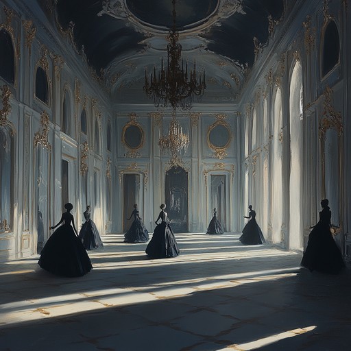 Dive into a ballroom left in time, where ghostly figures dance a chilling waltz, blending beauty with an otherworldly spookiness.