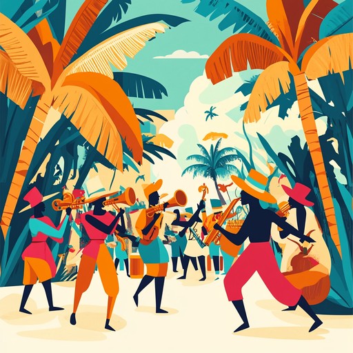 Experience the lively spirit of a caribbean carnival, filled with bustling brass, rhythmic piano, and spirited percussions bringing the fervor of latin jazz to life