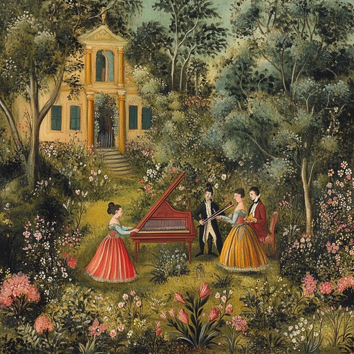 Imagine a tranquil 18th century baroque garden. Gentle harpsichord and delicate string harmonies offer a soothing, reflective musical journey. Ideal for relaxation, the soft dynamics and elegant ornamentation create a timeless and peaceful ambiance.