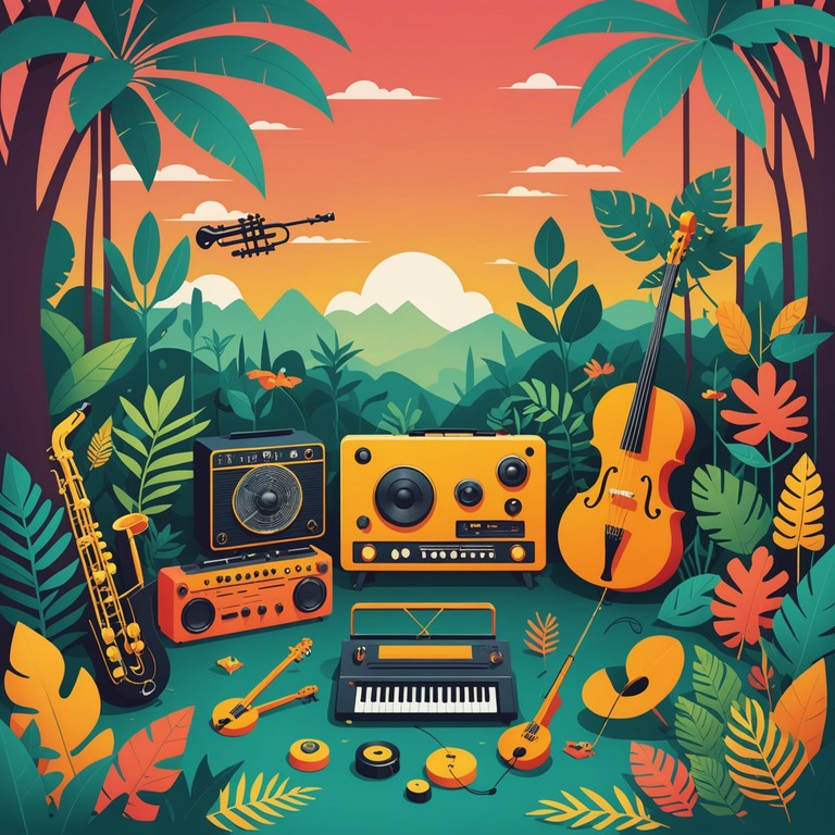 Imagine a soundtrack for a whimsical journey through a vibrant, toy filled jungle. This piece uses music box tones combined with electronic beats to craft a playful yet exploratory atmosphere.